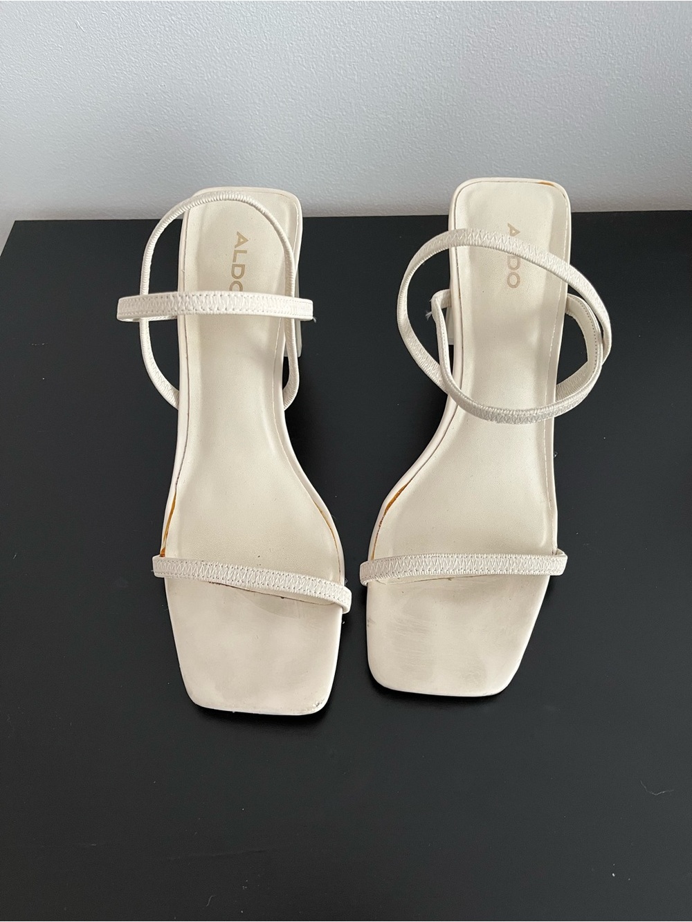 ALDO Cream Strappy Square-Toe Heeled Sandals